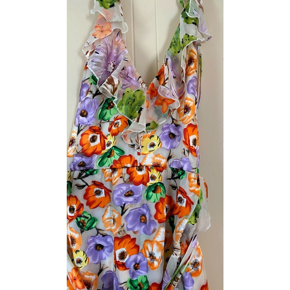Alice + Olivia Evelia Floral Tie Waist Silk Blend Maxi Dress - Picture 6 of 16